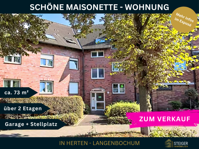 Gemütliche Dachgeschosswohnung über zwei Etagen mit ca. 73 m² – inklusive Balkon, Garage & Stellplatz in 45701 Herten von Steiger Immobilien