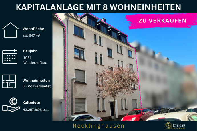 Recklinghausen-Zentrum gepflegtes Mehrfamilienhaus VERKAUFT in 45657 Recklinghausen von Steiger Immobilien