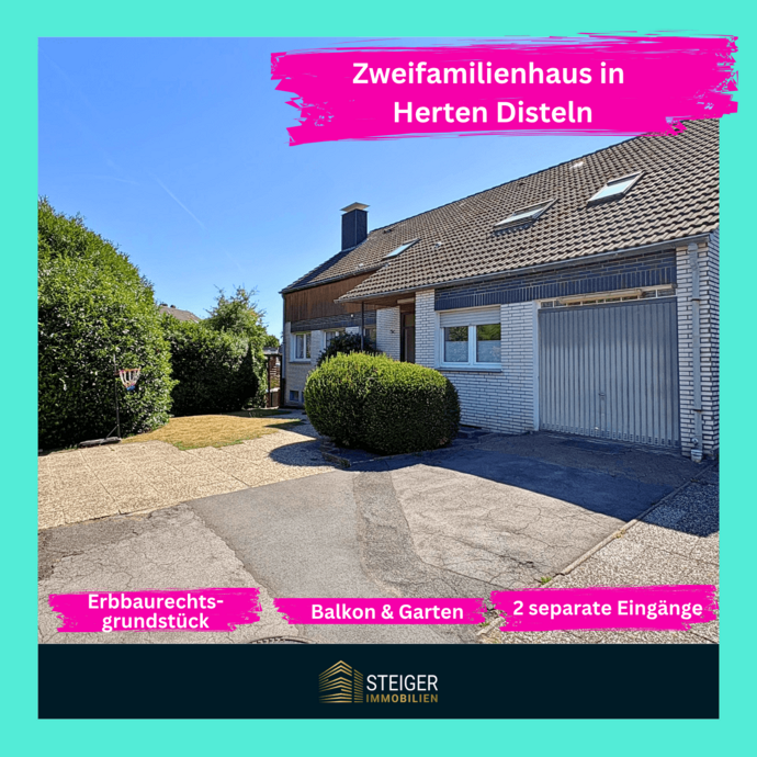 Zweifamilienhaus mit zwei separaten Eingängen in Herten-Disteln auf Erbbaurecht (Kaufoption!!!) in 45701 Herten-Disteln von Steiger Immobilien